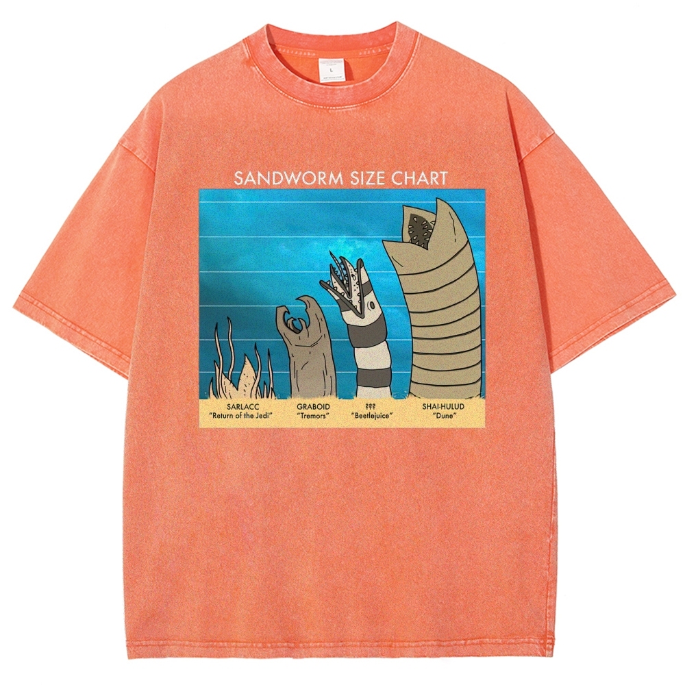 Sandworm Size Chart Pop-Culture Mashup Washed T-Shirt