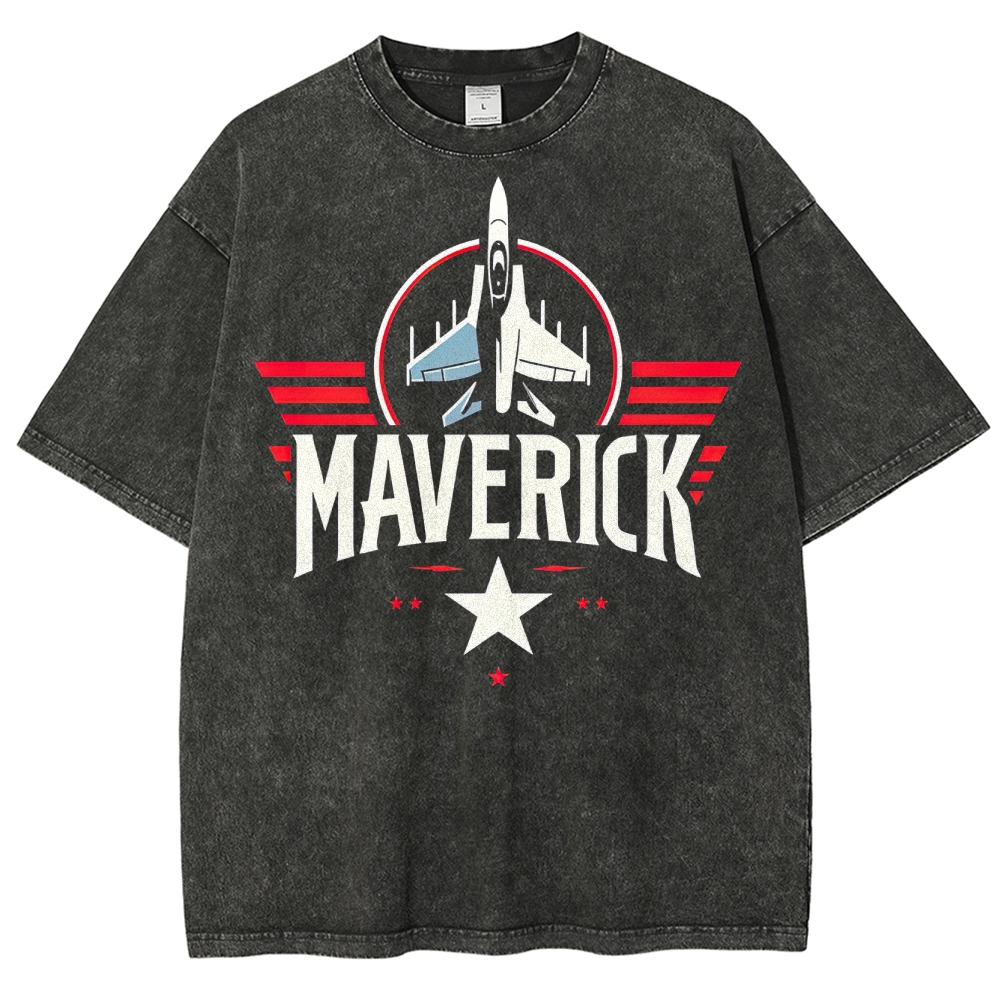 Maverick Fighter Jet Retro Graphic Washed T-Shirt