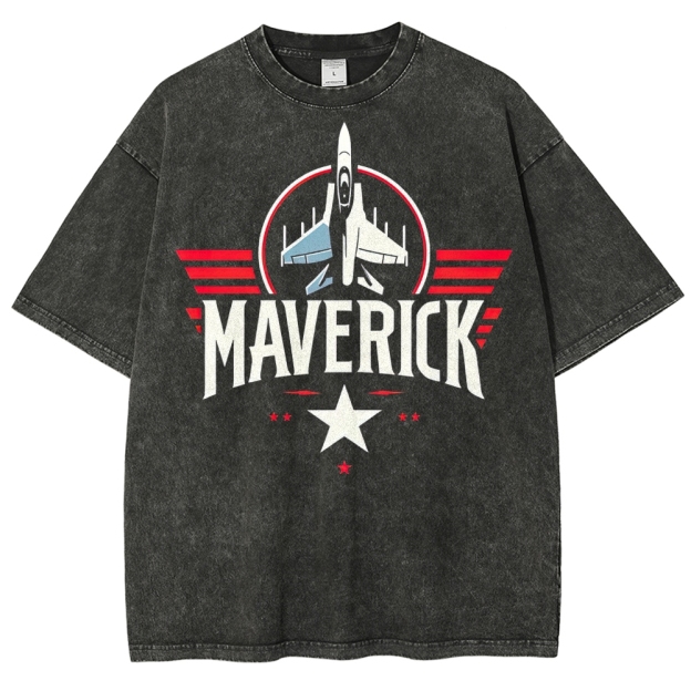Maverick Fighter Jet Retro Graphic Washed T-Shirt