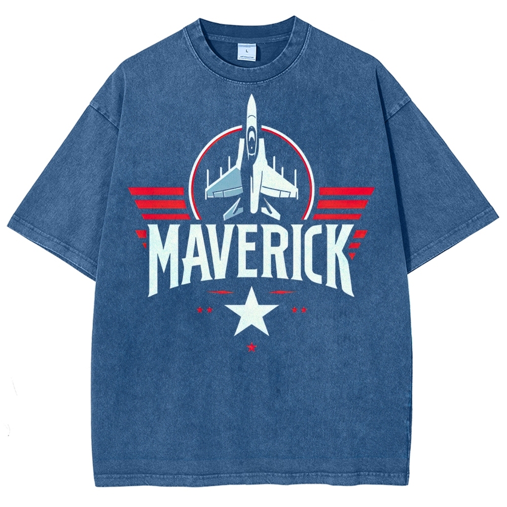 Maverick Fighter Jet Retro Graphic Washed T-Shirt