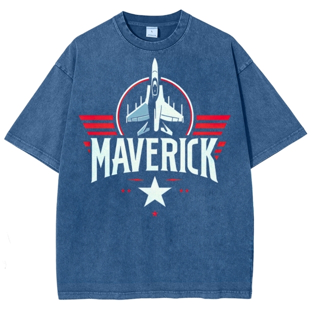 Maverick Fighter Jet Retro Graphic Washed T-Shirt