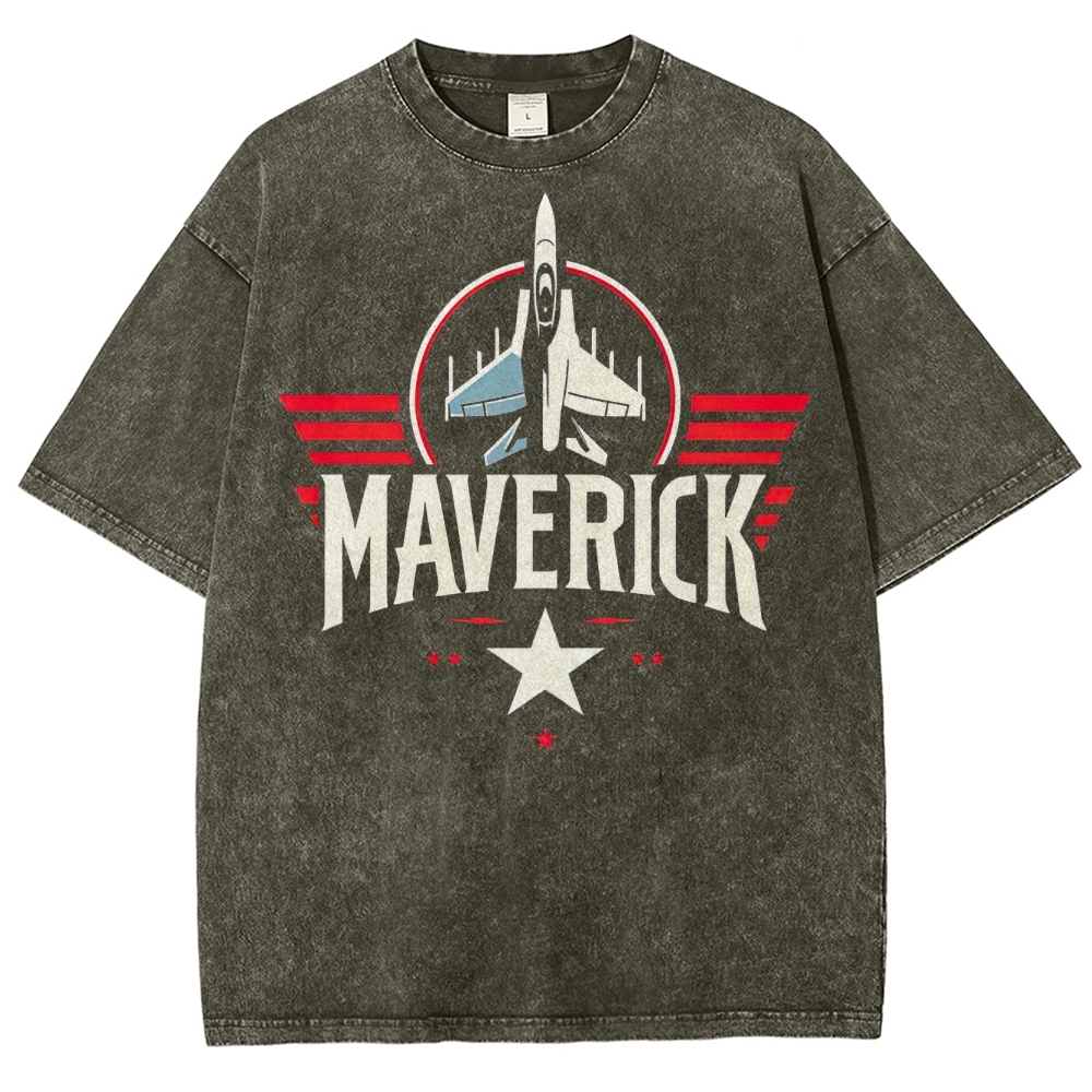 Maverick Fighter Jet Retro Graphic Washed T-Shirt