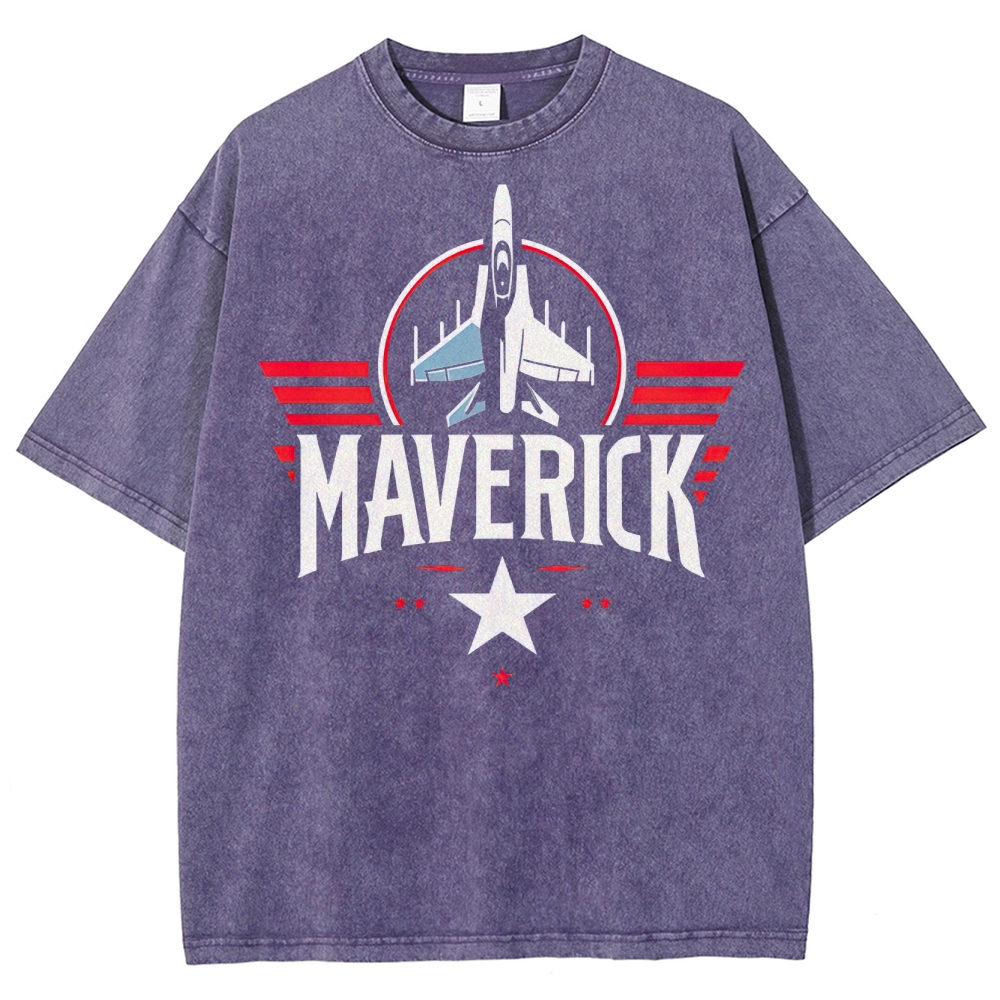 Maverick Fighter Jet Retro Graphic Washed T-Shirt