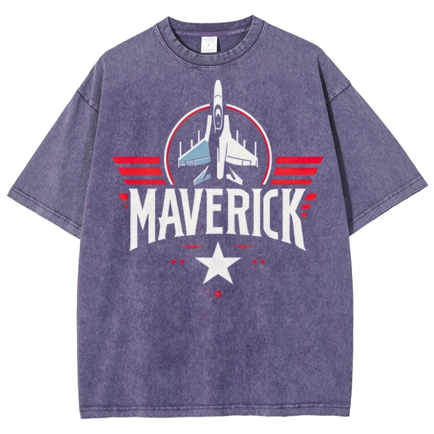 Maverick Fighter Jet Retro Graphic Washed T-Shirt