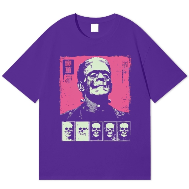 Retro Horror Monster Evolution Cotton T-shirt 