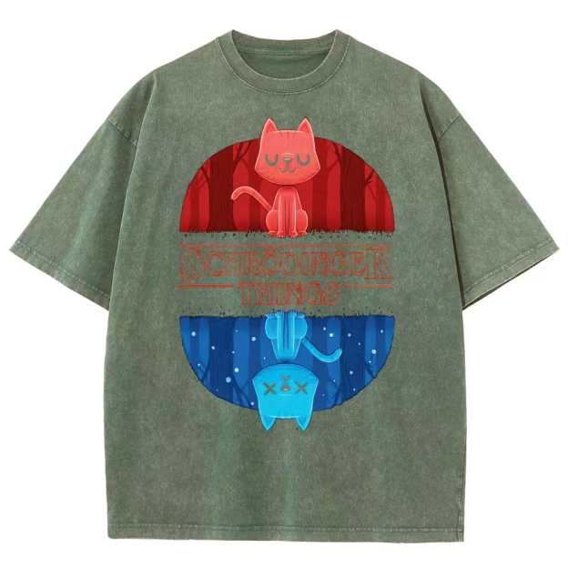 Schrödinger Things Cat Graphic Washed T-Shirt