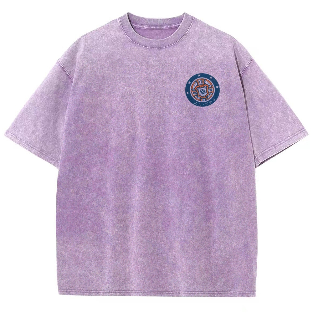 Super Warrior Power Burst Retro Anime Graphic Washed T-Shirt