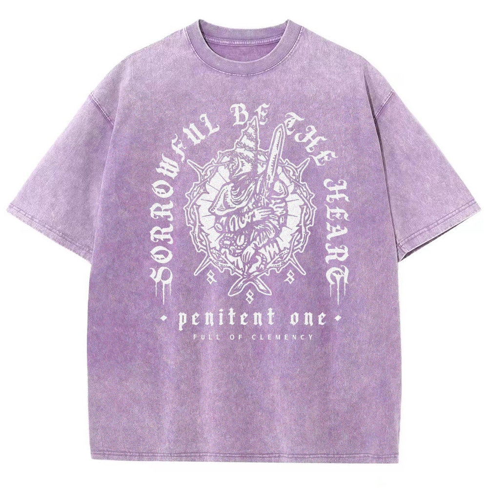 Penitent One Sorrowful Heart Gothic GraphicBlasphemous Washed T-Shirt