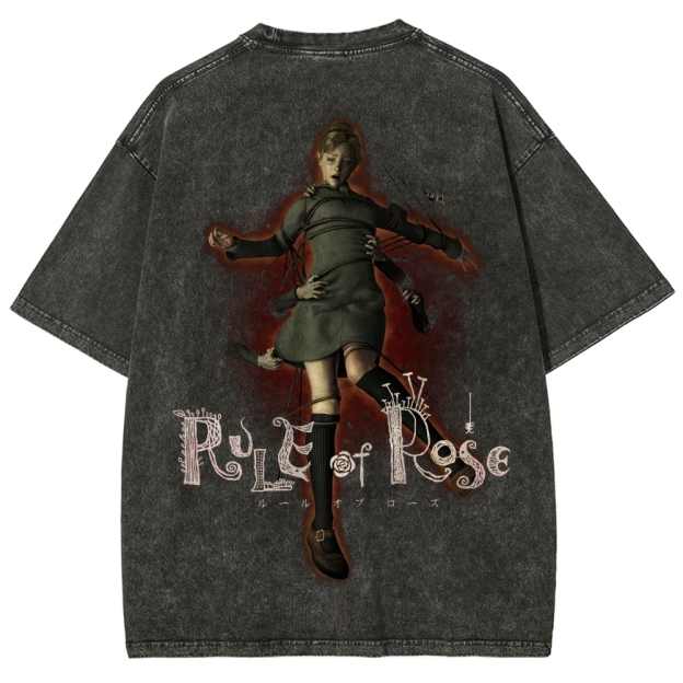 Floating Marionette Retro Horror Graphic Washed T-Shirt 