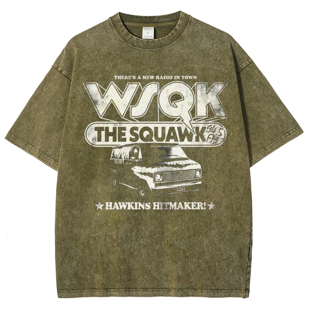 WSQK The Squawk Hawkins Hitmaker Retro Washed T-Shirt