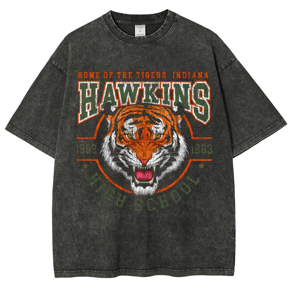 Hawkins High School Tigers Retro Washed T-Shirt