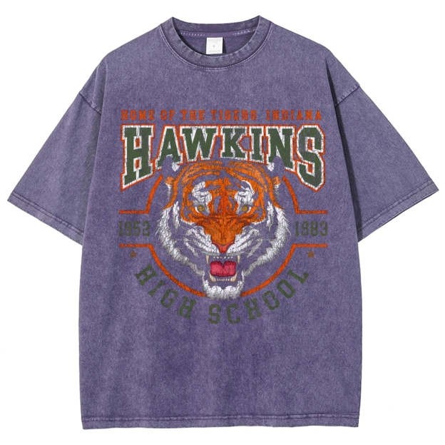 Hawkins High School Tigers Retro Washed T-Shirt