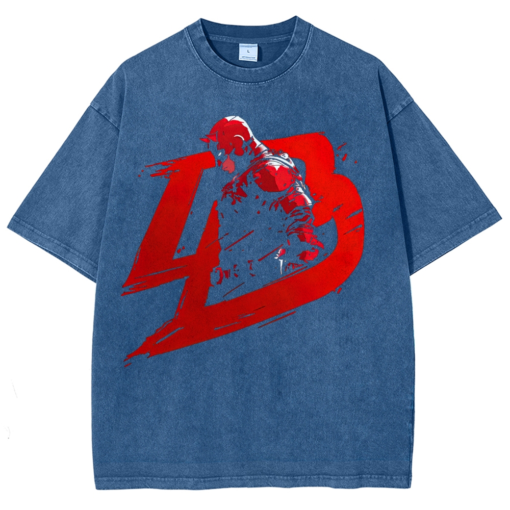 Red Vigilante Urban Hero Graphic Washed T-Shirt Washed T-Shirt 