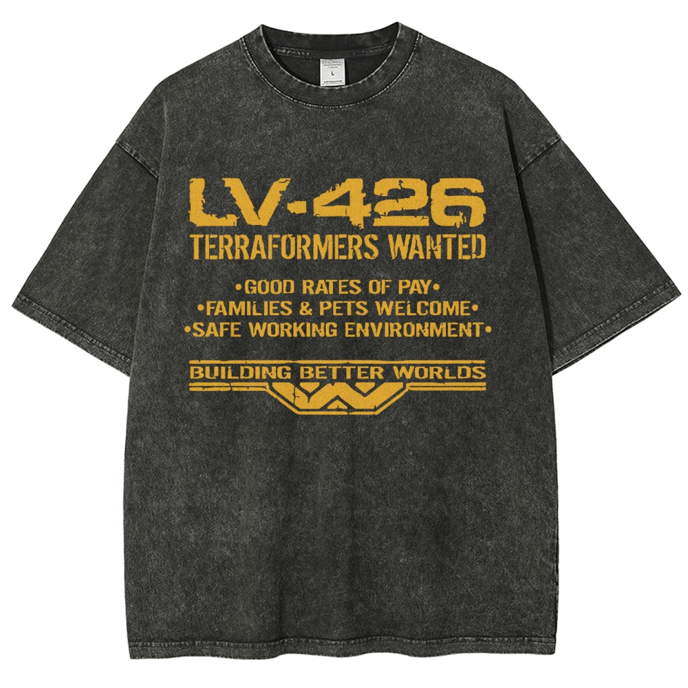 LV-426 Space Colony Terraformer Recruitment Graphic Washed T-Shirt 