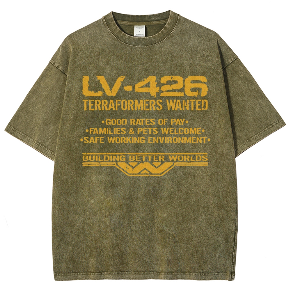 LV-426 Space Colony Terraformer Recruitment Graphic Washed T-Shirt 