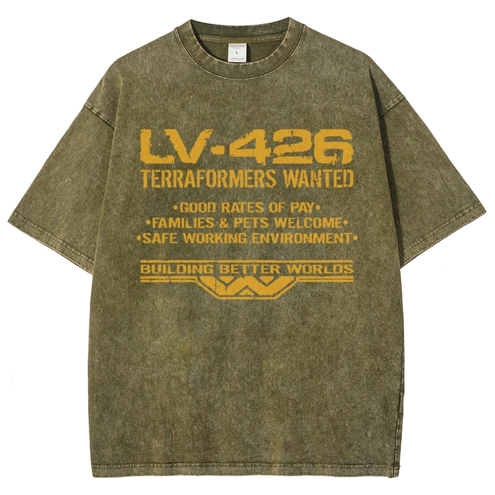 LV-426 Space Colony Terraformer Recruitment Graphic Washed T-Shirt 