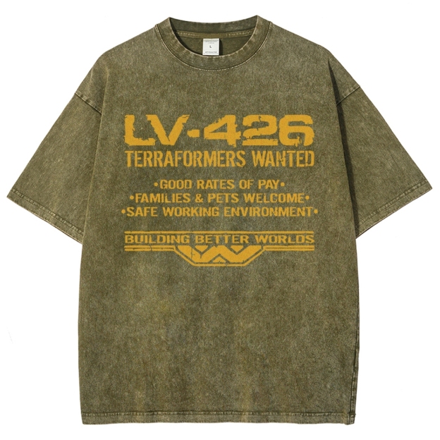 LV-426 Space Colony Terraformer Recruitment Graphic Washed T-Shirt 