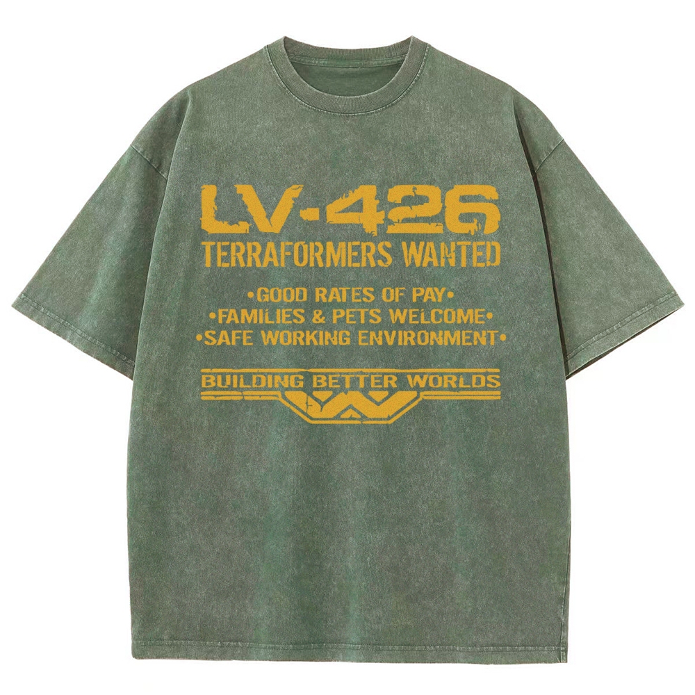 LV-426 Space Colony Terraformer Recruitment Graphic Washed T-Shirt 