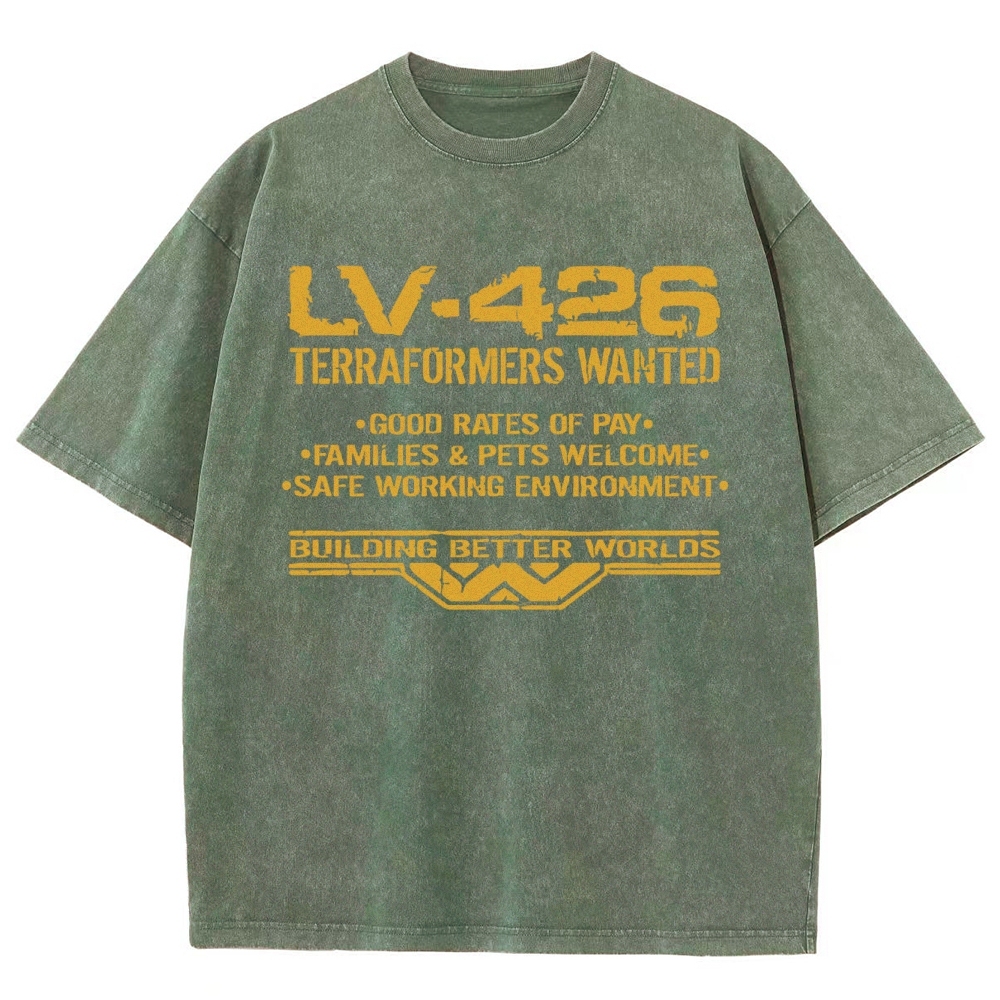 LV-426 Space Colony Terraformer Recruitment Graphic Washed T-Shirt 