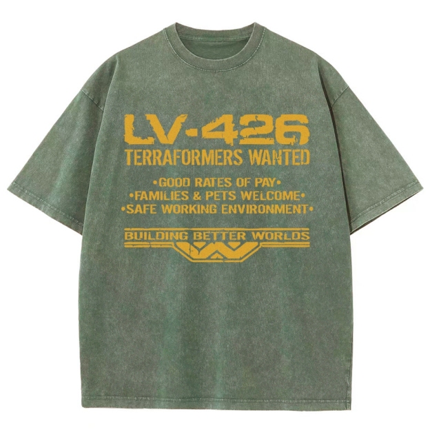 LV-426 Space Colony Terraformer Recruitment Graphic Washed T-Shirt 
