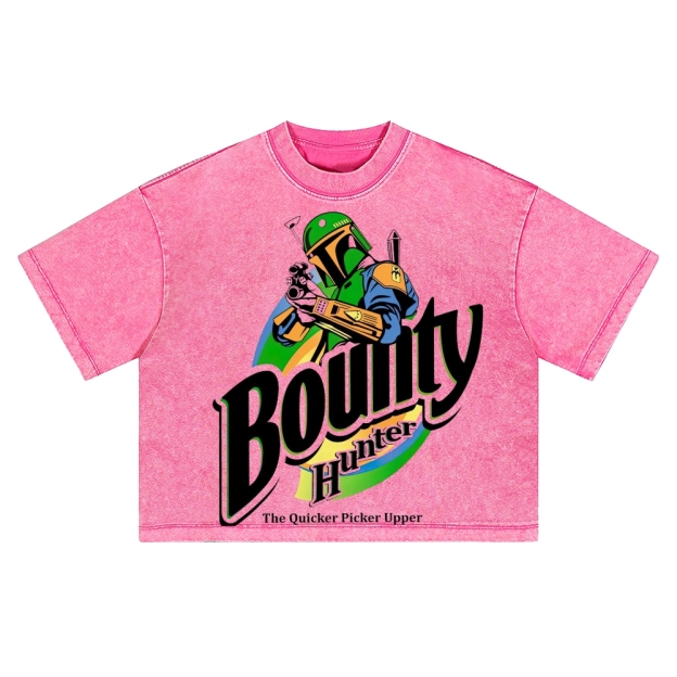 Bounty Hunter Retro Graphic Washed Cropped T-Shirt