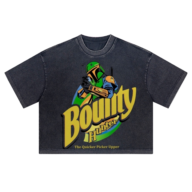 Bounty Hunter Retro Graphic Washed Cropped T-Shirt