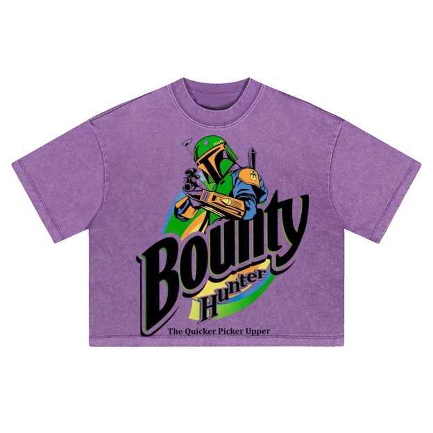 Bounty Hunter Retro Graphic Washed Cropped T-Shirt