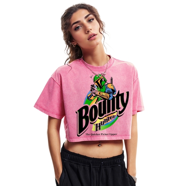 Bounty Hunter Retro Graphic Washed Cropped T-Shirt