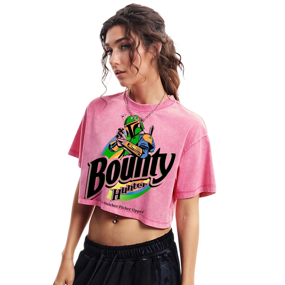 Bounty Hunter Retro Graphic Washed Cropped T-Shirt