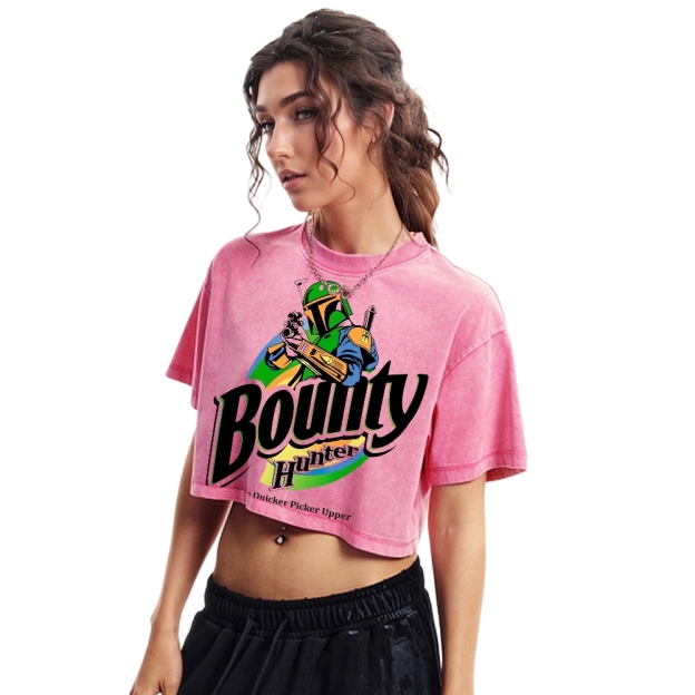 Bounty Hunter Retro Graphic Washed Cropped T-Shirt