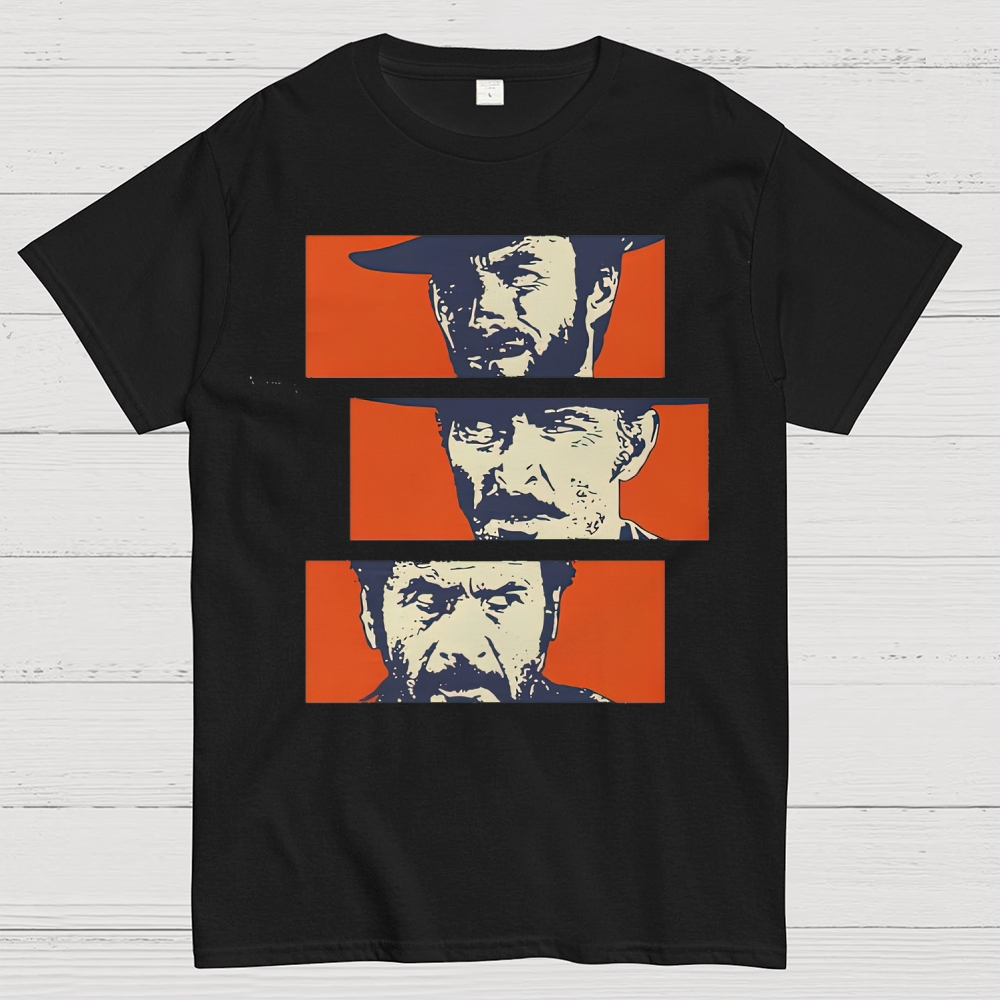 Retro Cowboy Trio Standoff Pop Art Cotton T-shirt 