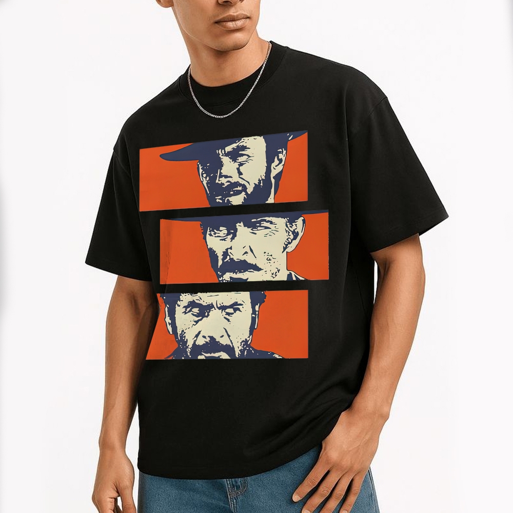 Retro Cowboy Trio Standoff Pop Art Cotton T-shirt 
