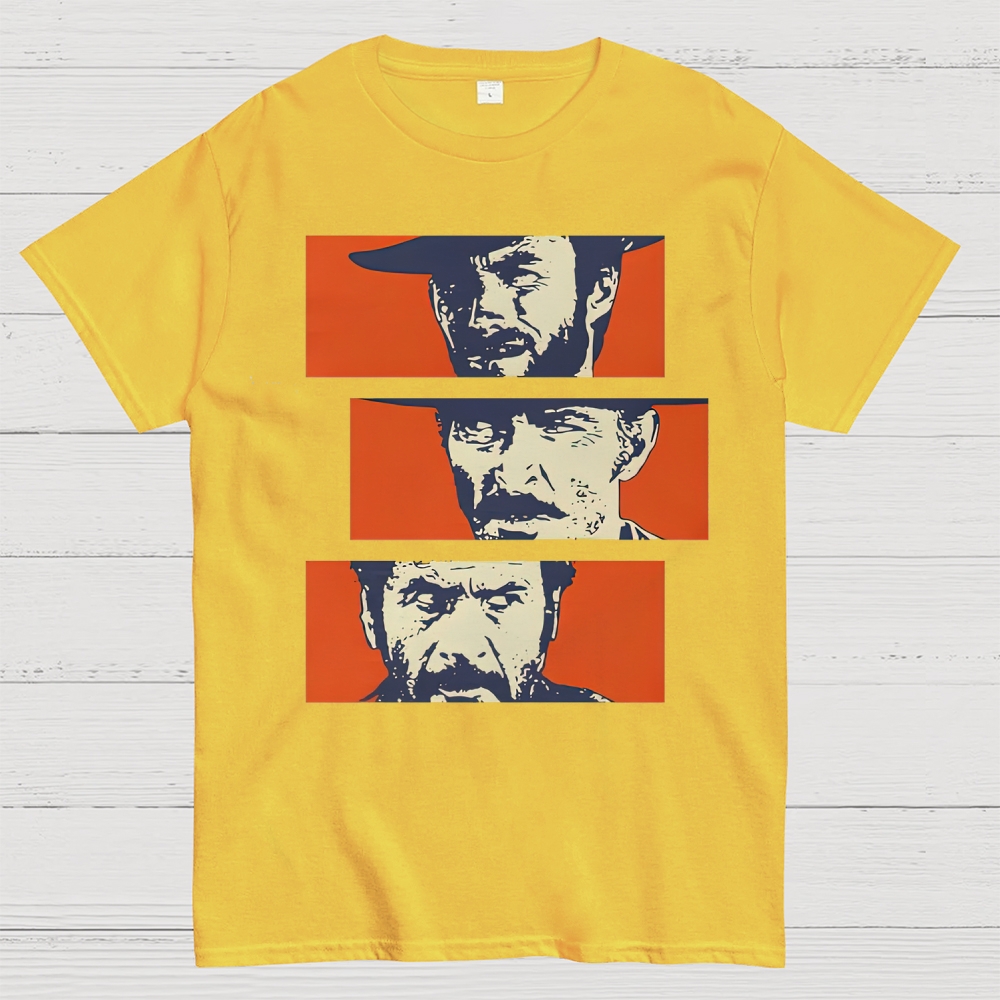 Retro Cowboy Trio Standoff Pop Art Cotton T-shirt 