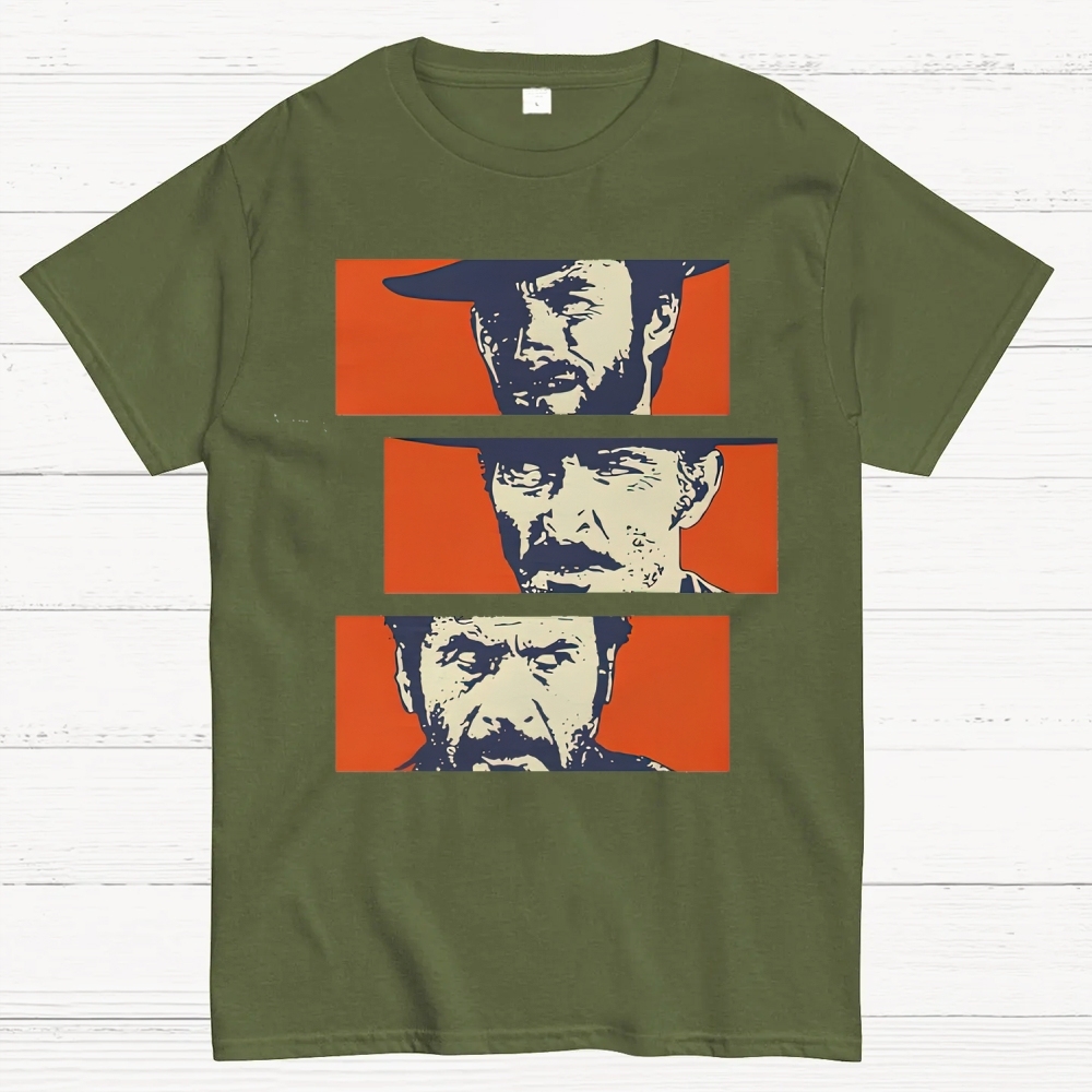 Retro Cowboy Trio Standoff Pop Art Cotton T-shirt