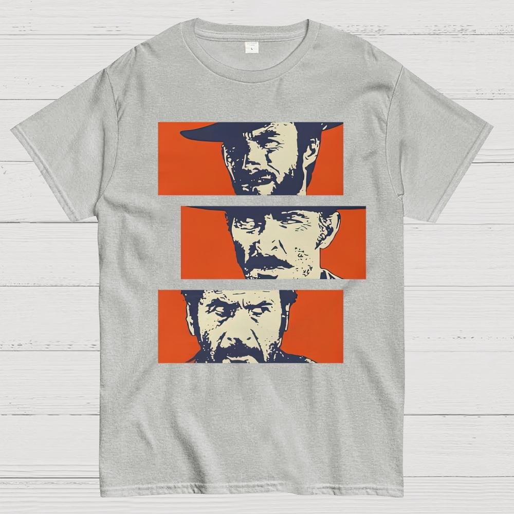 Retro Cowboy Trio Standoff Pop Art Cotton T-shirt 