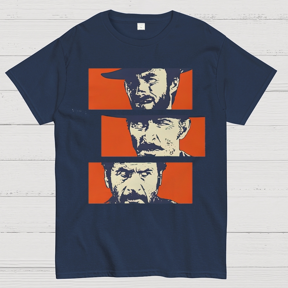 Retro Cowboy Trio Standoff Pop Art Cotton T-shirt 