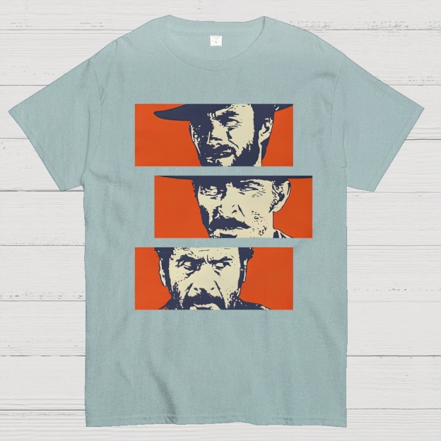 Retro Cowboy Trio Standoff Pop Art Cotton T-shirt 