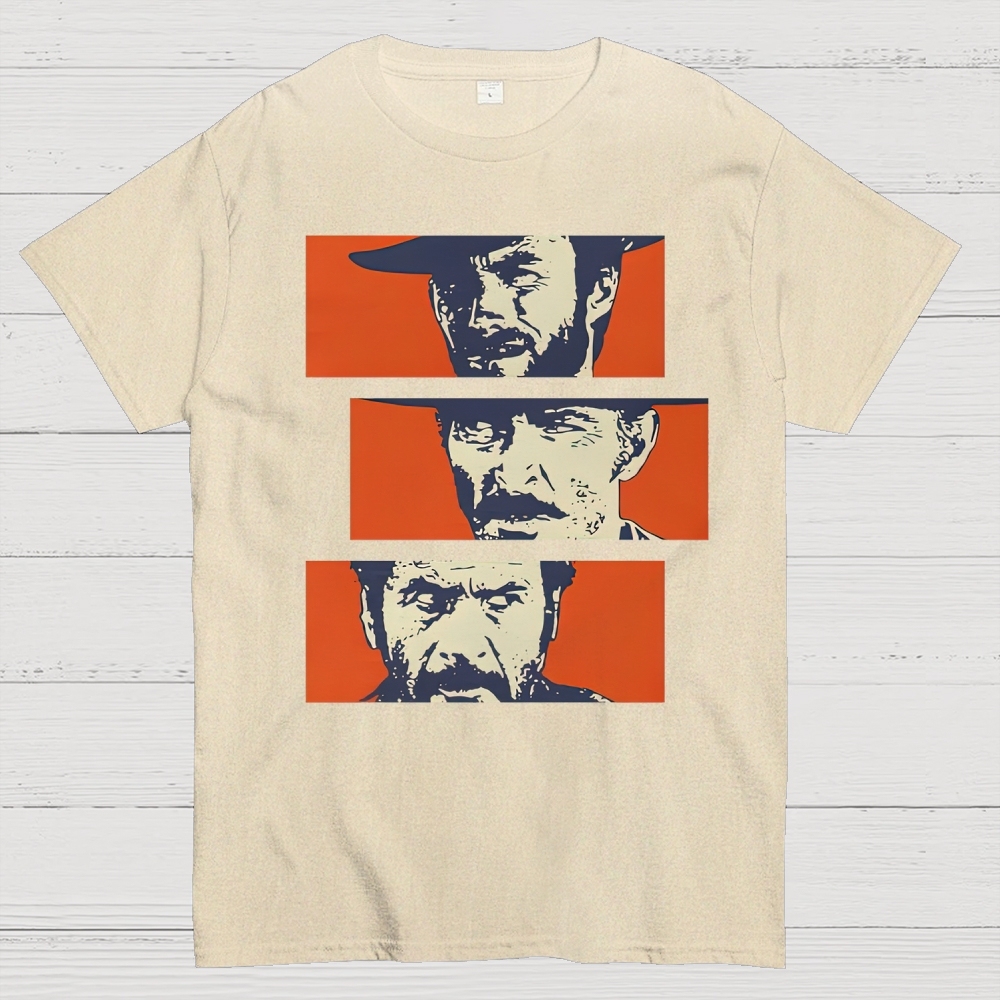 Retro Cowboy Trio Standoff Pop Art Cotton T-shirt 