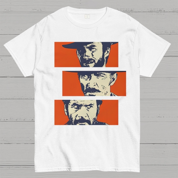 Retro Cowboy Trio Standoff Pop Art Cotton T-shirt 