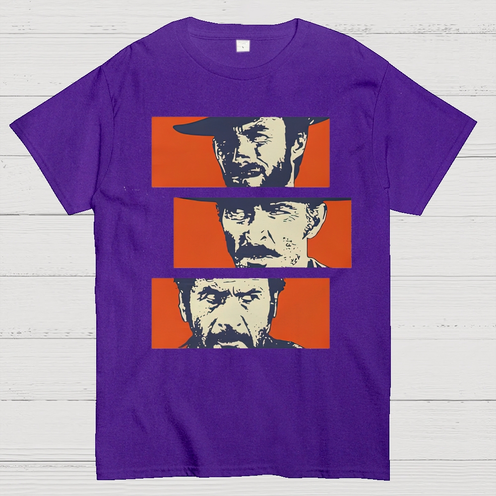 Retro Cowboy Trio Standoff Pop Art Cotton T-shirt 