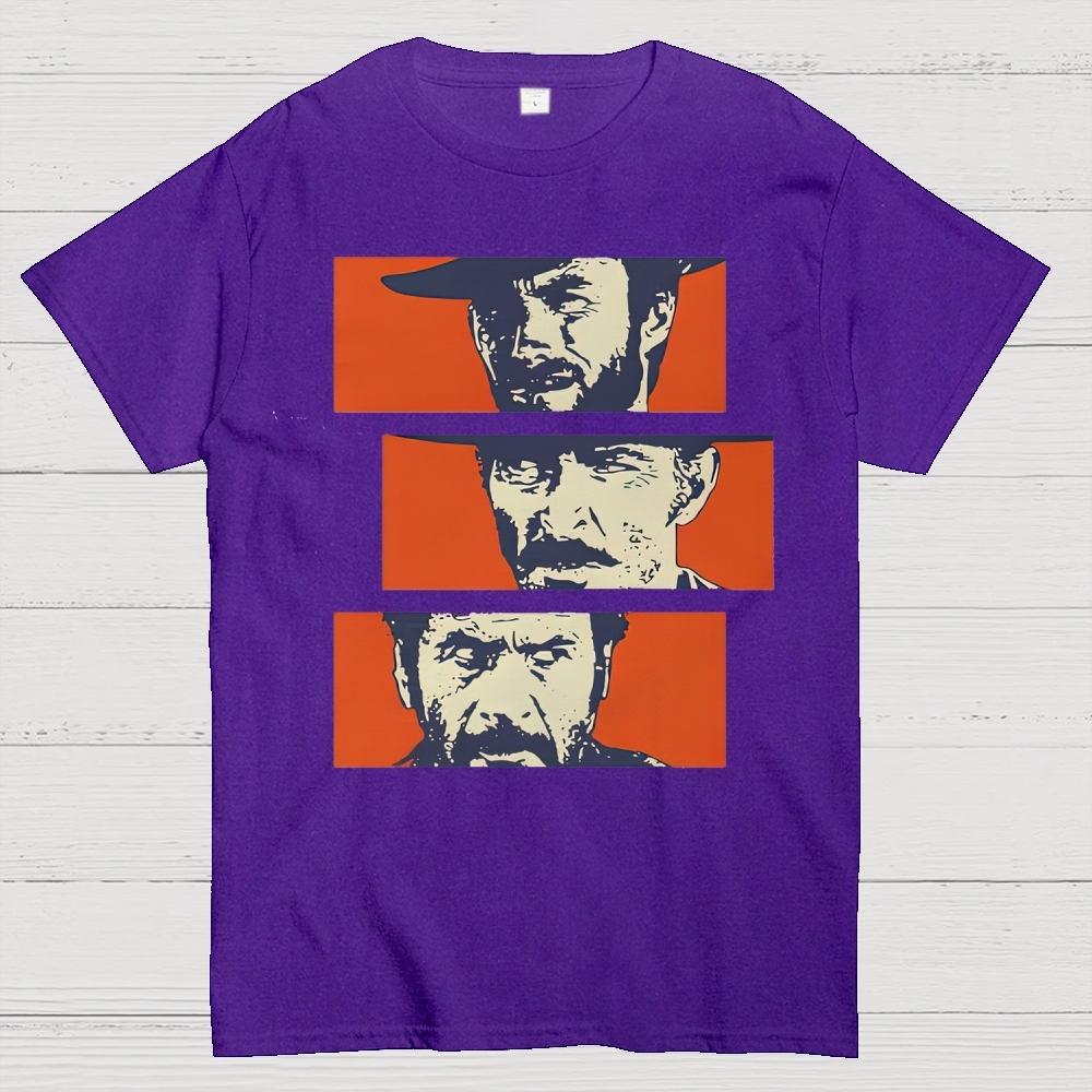 Retro Cowboy Trio Standoff Pop Art Cotton T-shirt 