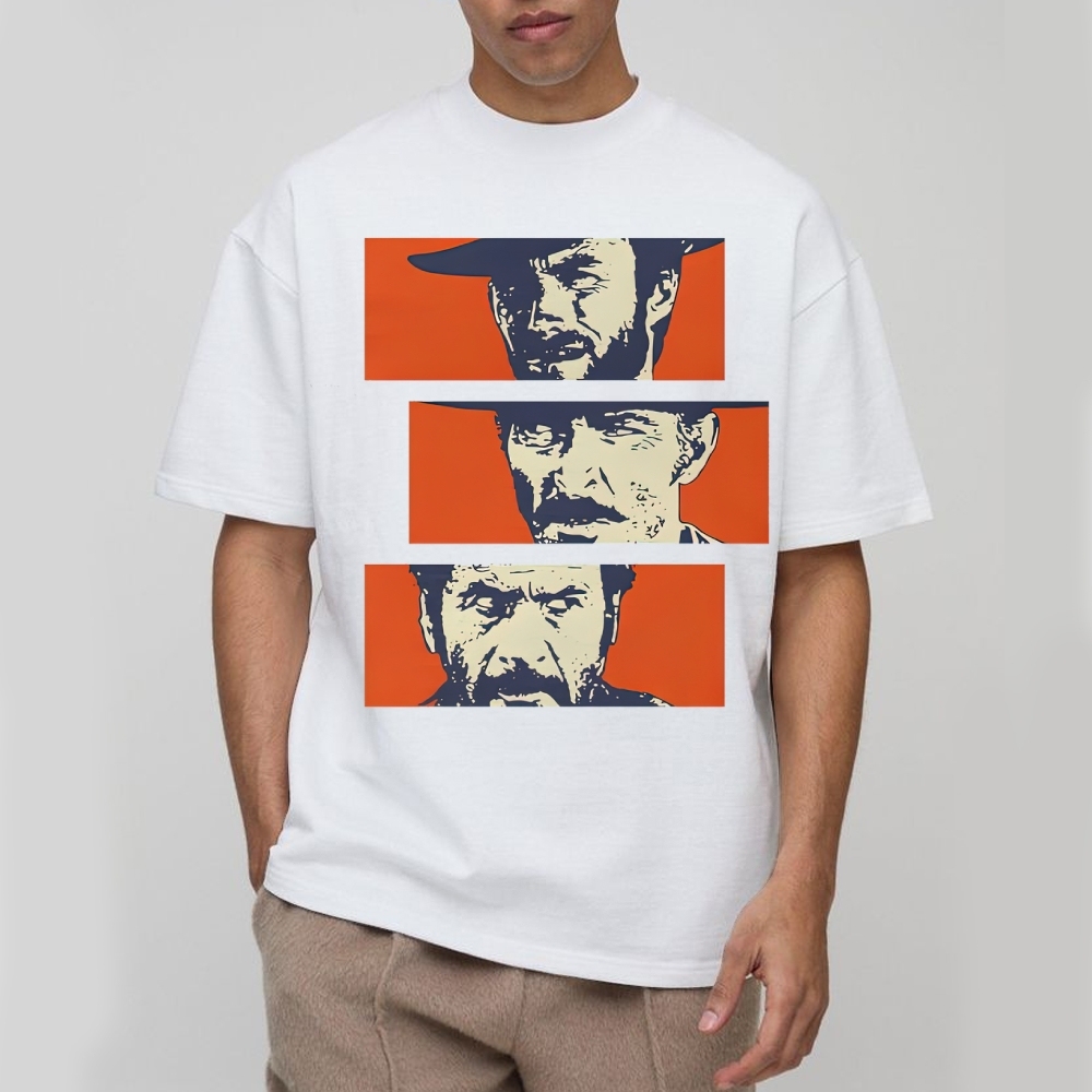 Retro Cowboy Trio Standoff Pop Art Cotton T-shirt 