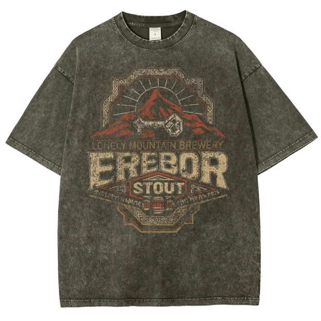 Vintage Distressed Mountain Kingdom Brewery Graphic Washed T-Shirt 