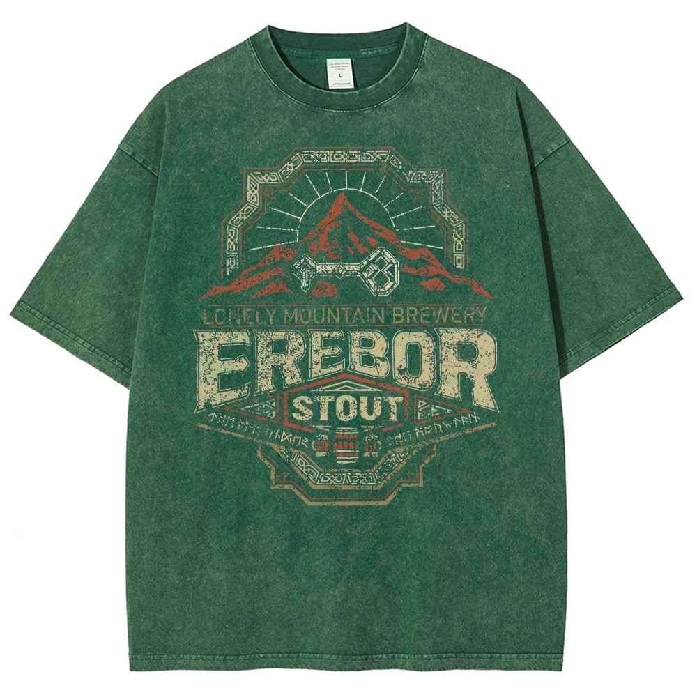 Vintage Distressed Mountain Kingdom Brewery Graphic Washed T-Shirt 