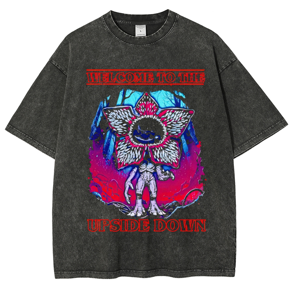 Welcome to the Upside Down Demogorgon Retro Washed T-Shirt