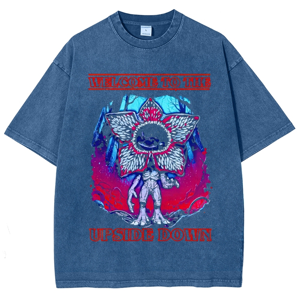 Welcome to the Upside Down Demogorgon Retro Washed T-Shirt
