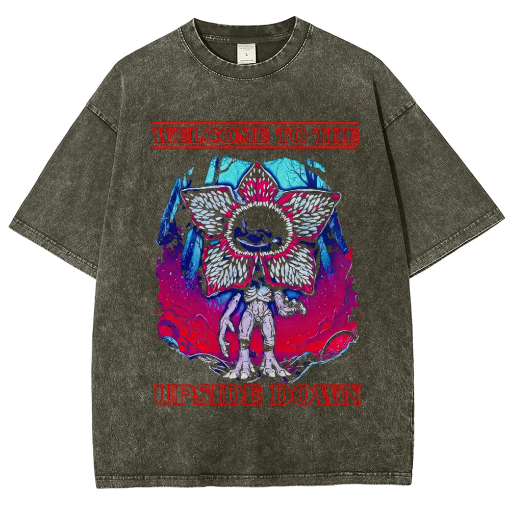 Welcome to the Upside Down Demogorgon Retro Washed T-Shirt