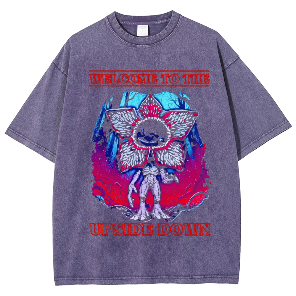 Welcome to the Upside Down Demogorgon Retro Washed T-Shirt