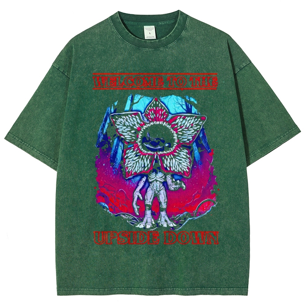 Welcome to the Upside Down Demogorgon Retro Washed T-Shirt