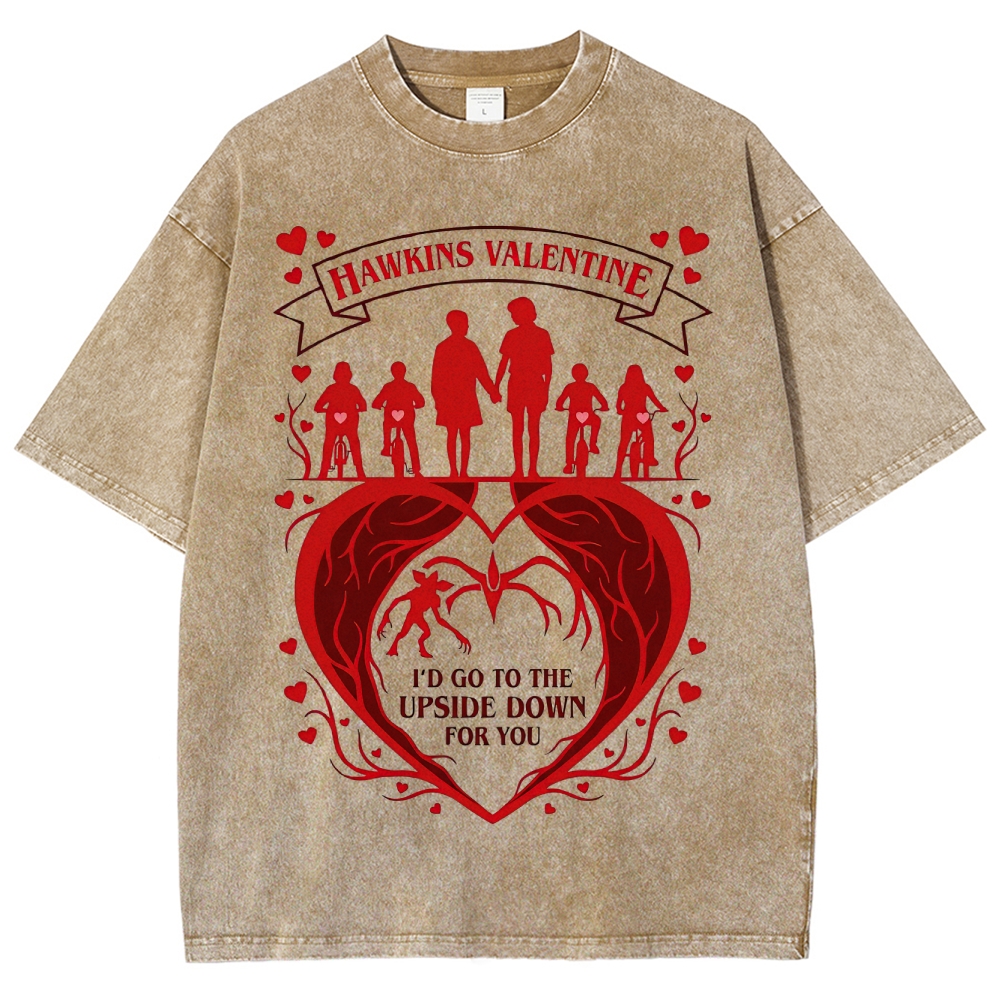 Hawkins Valentine Upside Down Love Washed T-Shirt